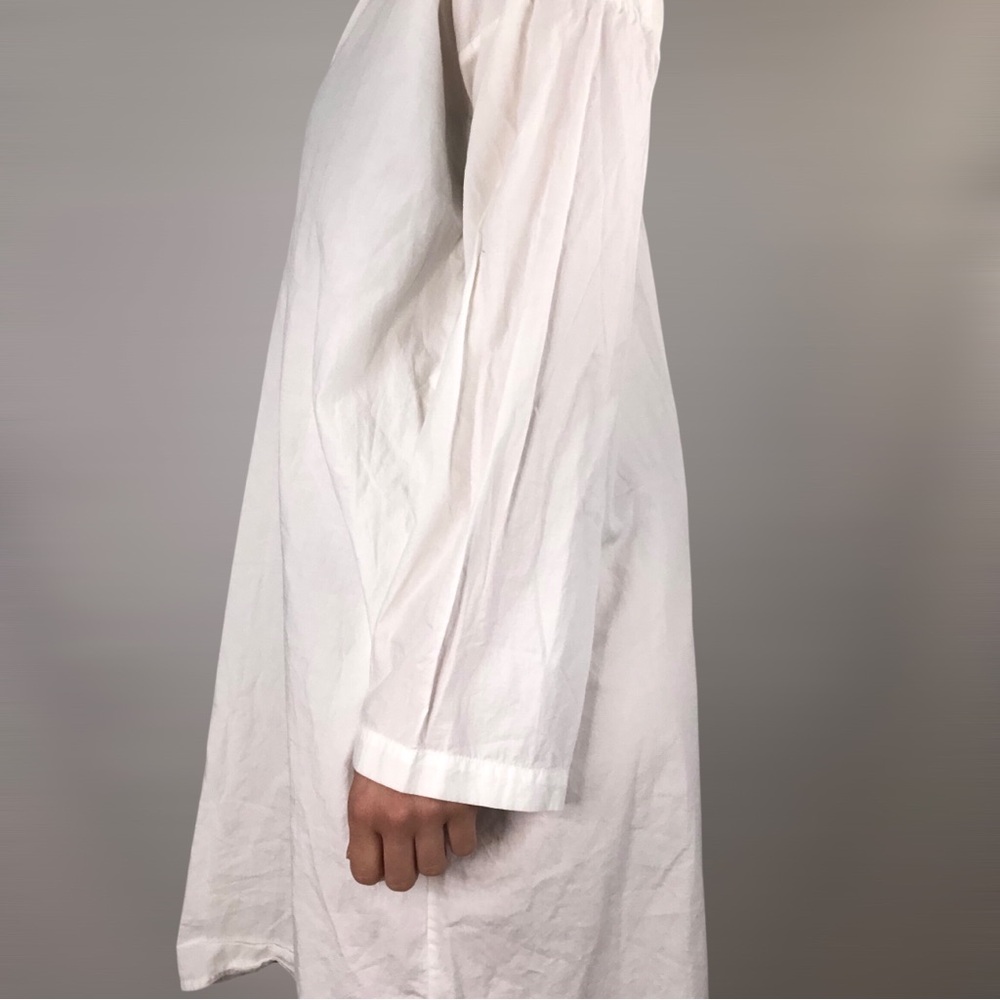 Domi Organic Cotton Tunic Dress White Button Lightweight Sleep Gown - Picture 6 of 10